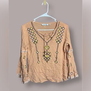 Embroidered  Boho Peasant Top